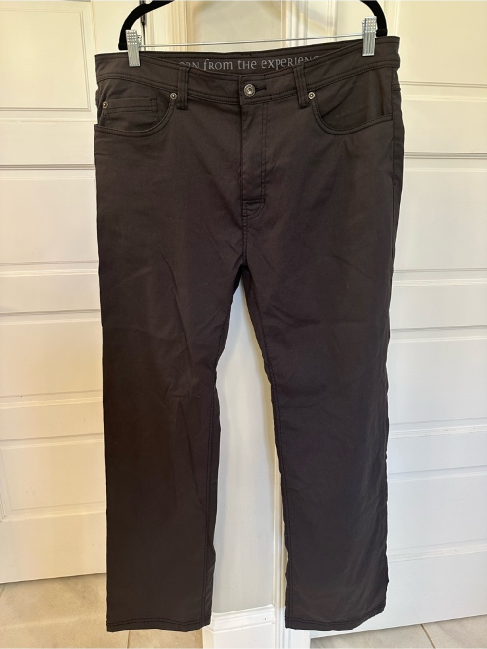 PrAna Brion Pants Men’s 38x32 Gray Stretch Nylon Slim Fit Travel Hiking Outdoor